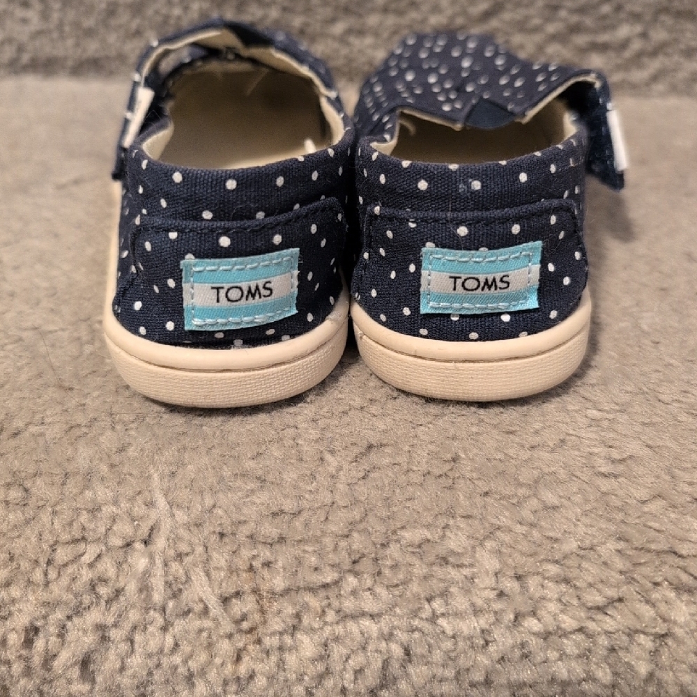 Toms Toddler Size 7 Polka Dot Kids Shoes Navy - Picture 3 of 4